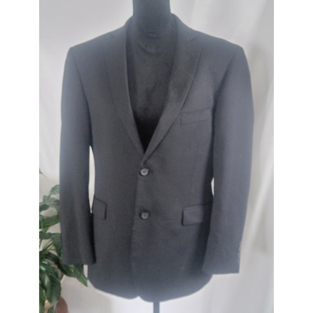 Dressmann Mens Black Two Button Notch Lapel Blazer Sport Coat Size 48 Short